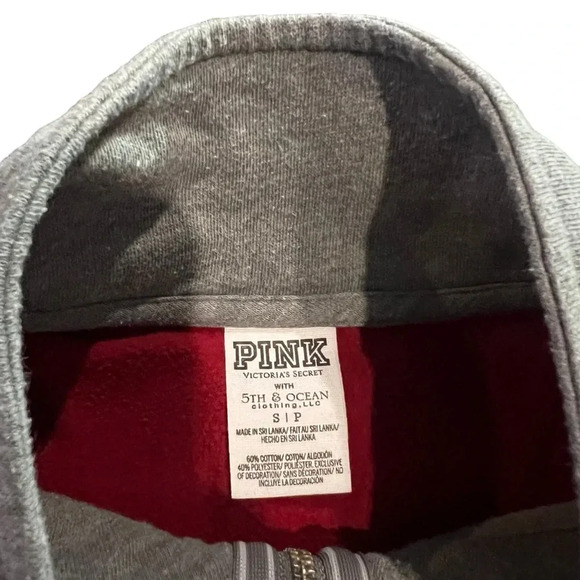 Victoria's Secret PINK Gray Indiana‎ Hoosiers 1/4 Zip Fleece Pullover Size Small - Picture 2 of 3